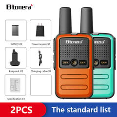 (EUROgreen-oranssi) 2 kpl Mini Walkie Talkie PMR 446 Kannettava Kaksisuuntainen Radio Ht PTT Radiopuhelimet 5W 16CH UHF 400-470MHz Kannettava radio hinta ja tiedot | Kelloradiot ja herätyskellot | hobbyhall.fi