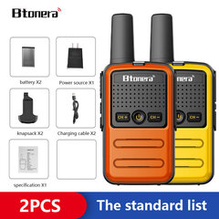 (EUROyellow-oranssi) 2 kpl Mini Walkie Talkie PMR 446 Kannettava Kaksisuuntainen Radio Ht PTT Radiopuhelimet 5W 16CH UHF 400-470MHz Kannettava radio hinta ja tiedot | Kelloradiot ja herätyskellot | hobbyhall.fi