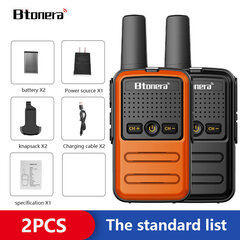 (EUROblack-oranssi) 2 kpl Mini Walkie Talkie PMR 446 Kannettava Kaksisuuntainen Radio Ht PTT Radiopuhelimet 5W 16CH UHF 400-470MHz Kannettava radio hinta ja tiedot | Kelloradiot ja herätyskellot | hobbyhall.fi