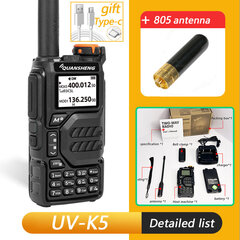 (EURO1PCS-805antenni) UV K5 radiopuhelin kannettava radio Am Fm kaksisuuntainen radio kommutaattoriasema Amateur Ham langaton setti pitkän kantaman vastaanotin hinta ja tiedot | Kelloradiot ja herätyskellot | hobbyhall.fi