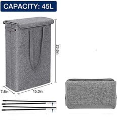 (Musta) 45 litran kapea kokoontaittuva pyykinpesupussi kannella - erittäin suuri kapasiteetti - 39 x 19 x 60 cm - kapea pyykinpesukone hinta ja tiedot | Kuivaustelineet ja tarvikkeet | hobbyhall.fi