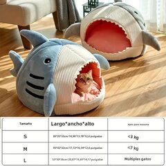 Lämmin sarjakuva Shark Cat Sängyt Lemmikkiluola Kitten Kori Tyyny Kissa Tyyny Teltta Pentu Luola Lemmikkitarvikkeita L (53x50x36cm) Harmaa hinta ja tiedot | Sängyt | hobbyhall.fi