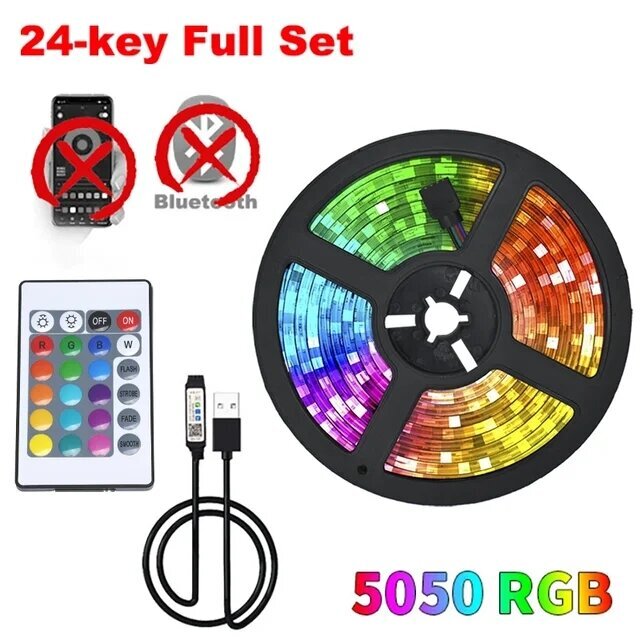 Led-Nauhavalot Makuuhuoneeseen 5V 5050 Usb Rgb Nauha 10 Metrin Jäänauha Jouluvalaistus Seinä Led Huoneen Sisustus Lamppu Wifi Band Nauha_IR 24Key Set_10m hinta ja tiedot | LED-valonauhat | hobbyhall.fi