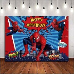 8x6ft Spiderman-valokuvaus taustat Supersankarikaupunki-teema valokuva-tausta Lapset Hyvää syntymäpäivää Spiderman-juhlakoristelu kakkupöytäbanneritarvikkeet hinta ja tiedot | Hauskat juhlapelit ja -tuotteet | hobbyhall.fi