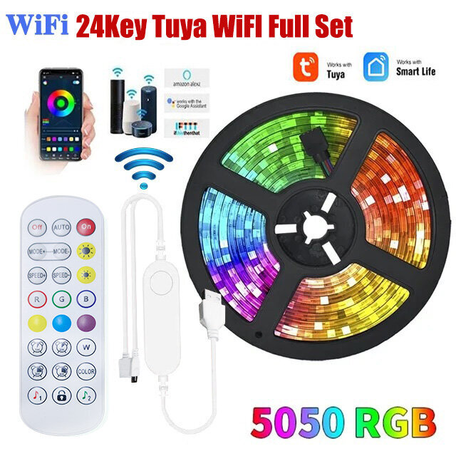 Led-Nauhavalot Makuuhuoneeseen 5V 5050 Usb Rgb Nauha 10 Metrin Jäänauha Jouluvalaistus Seinä Led Huoneen Sisustus Lamppu Wifi Band Nauha_Tuya WIFI Control hinta ja tiedot | LED-valonauhat | hobbyhall.fi