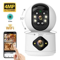 4MP 2K WIFI EU PLUG EI KORTTIA Kodin turvavalvontakamera vauvan lemmikkimonitori Automaattinen seuranta Langaton Dome PTZ IP-kamera P2P ICsee hinta ja tiedot | Web-kamerat | hobbyhall.fi