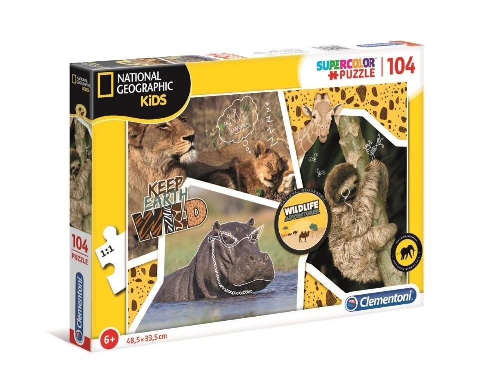 Clementoni:. 104 palapeli.. National Geographic Kids Wildlife Adventure. hinta ja tiedot | Palapelit | hobbyhall.fi