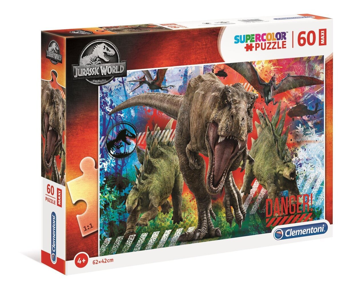 Clementoni:. 60el palapeli.. Maxi Super Color Jurassic World. hinta ja tiedot | Palapelit | hobbyhall.fi