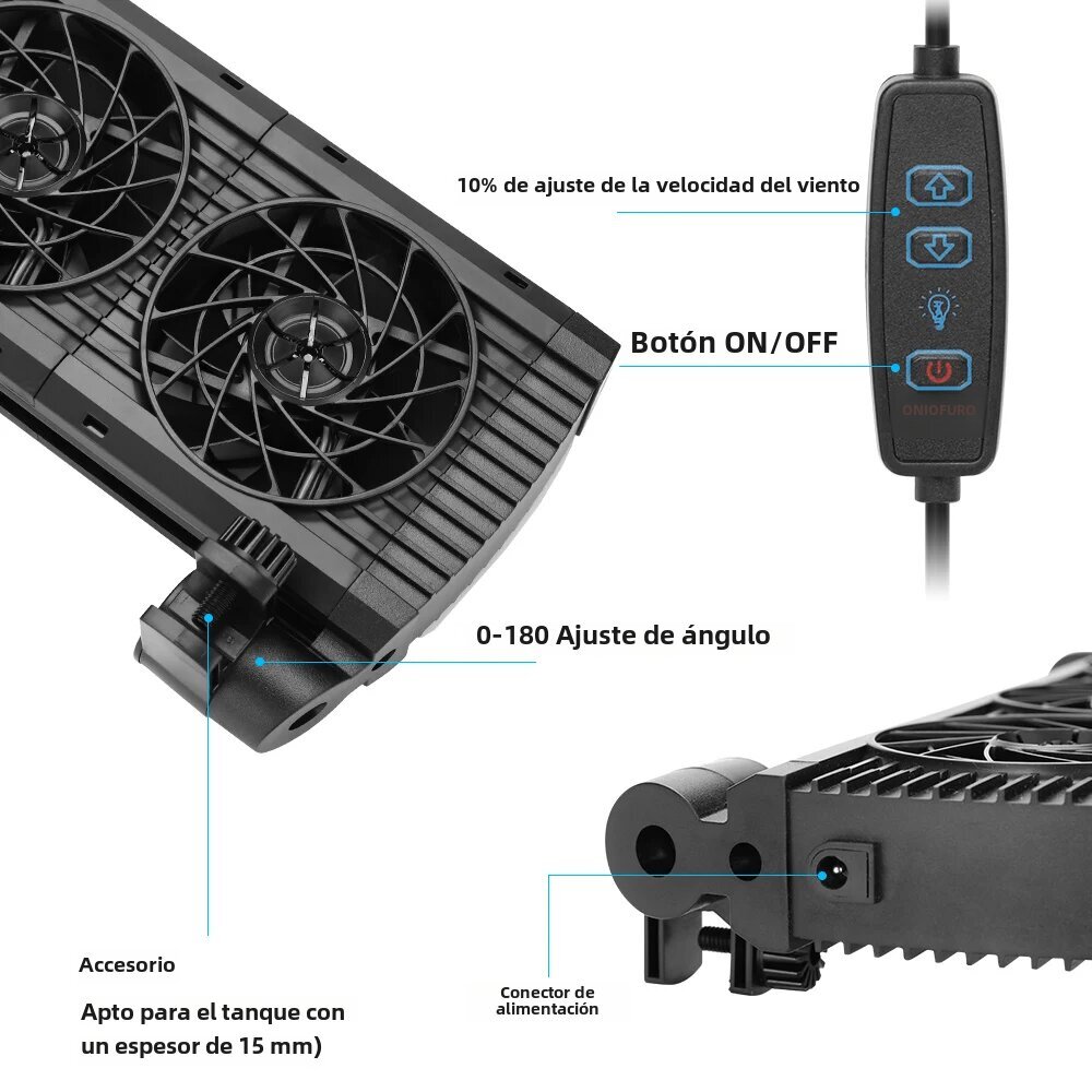 Säädettävä akvaariotuuletin, 8 säädettävää nopeutta, akvaarion jäähdytystuuletin, sopii 15 mm:n akvaarioon 6,5 W hinta ja tiedot | Takka- ja uunitarvikkeet | hobbyhall.fi