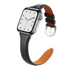 Ohut nahkaranneke Apple Watch Series 10 46mm musta hinta ja tiedot | Koteloiden lisätarvikkeet | hobbyhall.fi