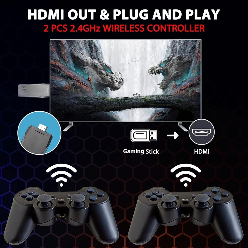 M8HDMI kotitelevisio 4K HD 64G langaton pelikonsoli U Treasure Shake retro nostalginen klassikko hinta ja tiedot | Pelikonsolitarvikkeet | hobbyhall.fi