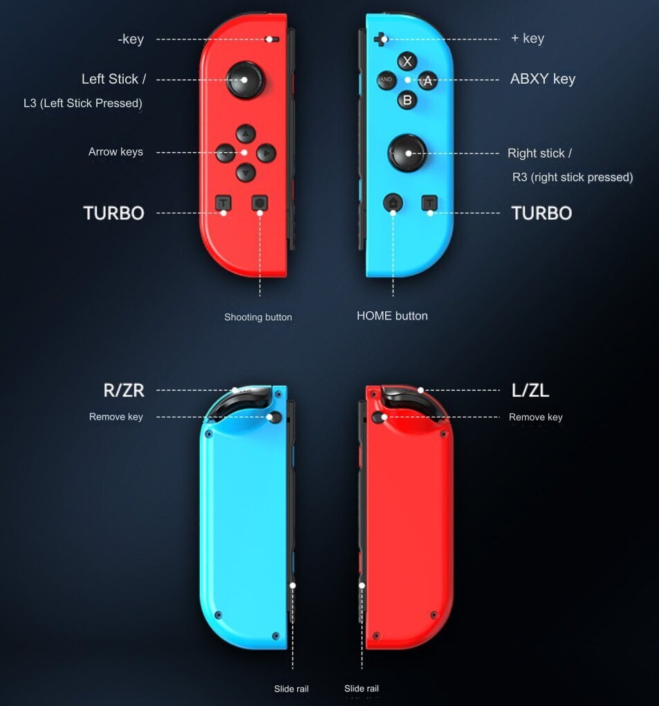 Switchjoycon vasen ja oikea peliohjaimet RGB-valoherätysvärähtelyllä Bluetooth-peliohjaimella hinta ja tiedot | Pelikonsolitarvikkeet | hobbyhall.fi