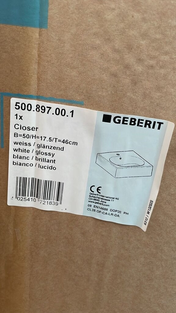 Geberit Closer soikea pesuallas, 50 cm hinta ja tiedot | Pesualtaat | hobbyhall.fi