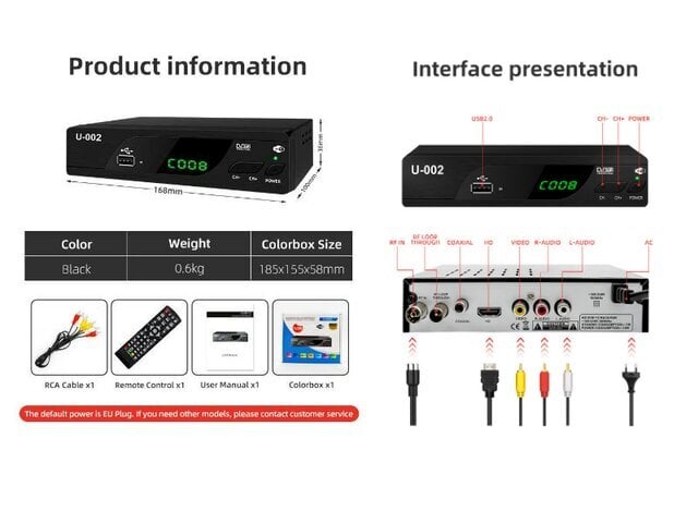 Digitaalinen TV-muunnin, 2024 espanjalainen TDT RECORDER Dekooderi WIFI TV:llä TDT-dekooderilla TVBOX STB-soitin DVB-T2, USB, HDMI, SCART, digitaalinen maanpäällinen TV-viritin, Full HD 1080p High Definition -digitaalivastaanotin hinta ja tiedot | TV-virittimet | hobbyhall.fi