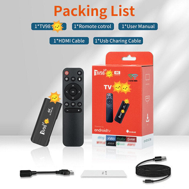 Smart TV Box Android 12.1 IR ohjaus 4K Smart TV Box RK3228 2.4G+5.8G WiFi A53 Cortex Mini TV Stick 1GB+8GB hinta ja tiedot | TV-virittimet | hobbyhall.fi