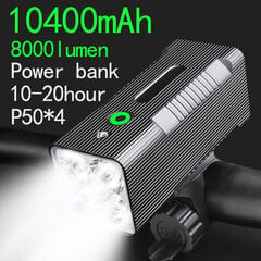 (L523 P50 104)10000mAh Polkupyörän Valo edessä USB Ladattava 12800mAh Pyörän ajovalo 4P90 4P50 LED Super Bright Taskulamppu Etuvalot Taka Taka hinta ja tiedot | Moottoripyörien lisätarvikkeet | hobbyhall.fi