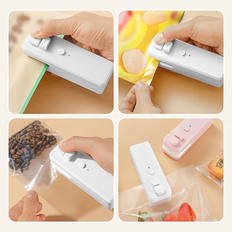 Mini Bag Sealer, 2024 Upgrade Handheld Heat Vacuum Sealer 2 in 1 Pussin tiivistysaine ja leikkuri Magneettinen USB-ladattava Minisulkukone Kuumasaumaustyökalu muovipusseille Välipalapussit Valkoinen+vaaleanpunainen+harmaa 3 pakkaus hinta ja tiedot | Vakuumikoneet | hobbyhall.fi