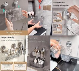 2024 Suction Shower Caddy, Light Luxury Style Glacier Pattern Imukuppihylly Monikäyttöinen Kylpyhuone Suihkukori Seinään kiinnitettävä järjestyshylly Irrotettava suihkukori kotiin (pieni+iso) Pieni hinta ja tiedot | Kylpyhuoneen sisustus | hobbyhall.fi