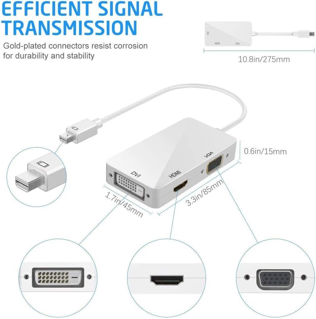 Sovitin Ozvavzk ‎MO-DP-01 Mini DisplayPort - HDMI VGA DVI hinta ja tiedot | Adapterit | hobbyhall.fi