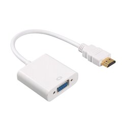 Valkoinen teräväpiirto HDMI–VGA-sovitin äänivirtakaapelilla tietokoneeseen 1080P hinta ja tiedot | Tekstiilijohdot ja sähköliittimet | hobbyhall.fi