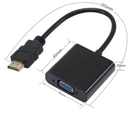 Valkoinen teräväpiirto HDMI–VGA-sovitin äänivirtakaapelilla tietokoneeseen 1080P hinta ja tiedot | Tekstiilijohdot ja sähköliittimet | hobbyhall.fi