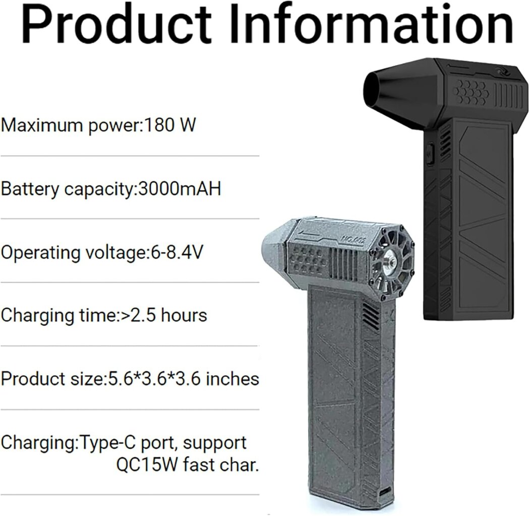 Mini Puhallin, 2024 Super Jet Tuuletin Puhallin Mini Jet Puhallin Kannettava Käsikäyttöinen Tehokas tuuletin Mini Jet Tuuletin Paineilman pölypuhaltimet 130000 RPM Tehokas puhallin autoon ja kotiin musta 2kpl hinta ja tiedot | Hiustenkuivaajat | hobbyhall.fi