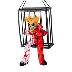 Juhlakoristeet Halloween Decorations Horror Cage Ghost Red Clown Decoration Party 23,3*10,4*28cm (manuaalinen mittaus, pieni virhe, ei paristoja), punainen hinta ja tiedot | Koristeet ja tarrat | hobbyhall.fi