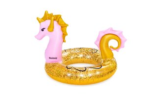 Ilmatäytteinen sormus Bestway Glitter Seahorse, 115x104 cm, kulta. hinta ja tiedot | Puhallettavat vesilelut ja uima-asusteet | hobbyhall.fi