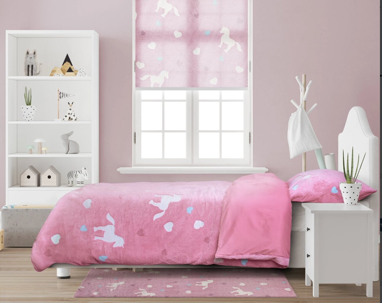 Teddy fleece valoisa vuodevaatteet setti "Unicorn" 140x220cm, pinkki hinta ja tiedot | Vuodevaatteet lapsille | hobbyhall.fi