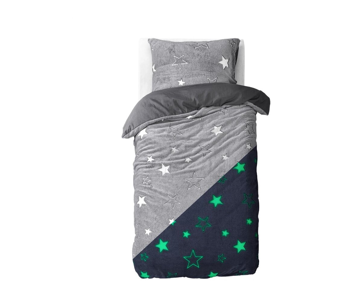 Teddy fleece valoisa vuodevaatteet setti "Stars" 140x220cm, harmaa hinta ja tiedot | Vuodevaatteet lapsille | hobbyhall.fi