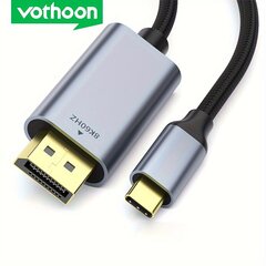 VOTHOON 8K/60Hz &amp; 4K/120Hz USB-C DisplayPort 1.4 Kaapeli - Thunderbolt 4/3, 32.4Gbps Letitetty Johto iPhone 15, MacBook, Dell, XPS. hinta ja tiedot | Kaapelit ja adapterit | hobbyhall.fi