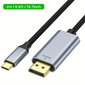 VOTHOON 8K/60Hz &amp; 4K/120Hz USB-C DisplayPort 1.4 Kaapeli - Thunderbolt 4/3, 32.4Gbps Letitetty Johto iPhone 15, MacBook, Dell, XPS. hinta ja tiedot | Kaapelit ja adapterit | hobbyhall.fi