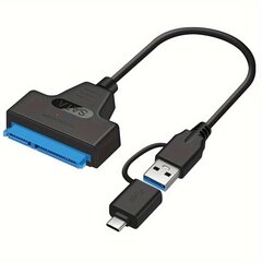 SATA USB 3.0+Type-C Kaapeli, 2-in-1 USB C SATA Sovitin 2.5 tuuman Kovalevylle, SATA III Kaapelin Muunnin Kannettavalle HDD SSD:lle, Tukee UASP. hinta ja tiedot | Kaapelit ja adapterit | hobbyhall.fi