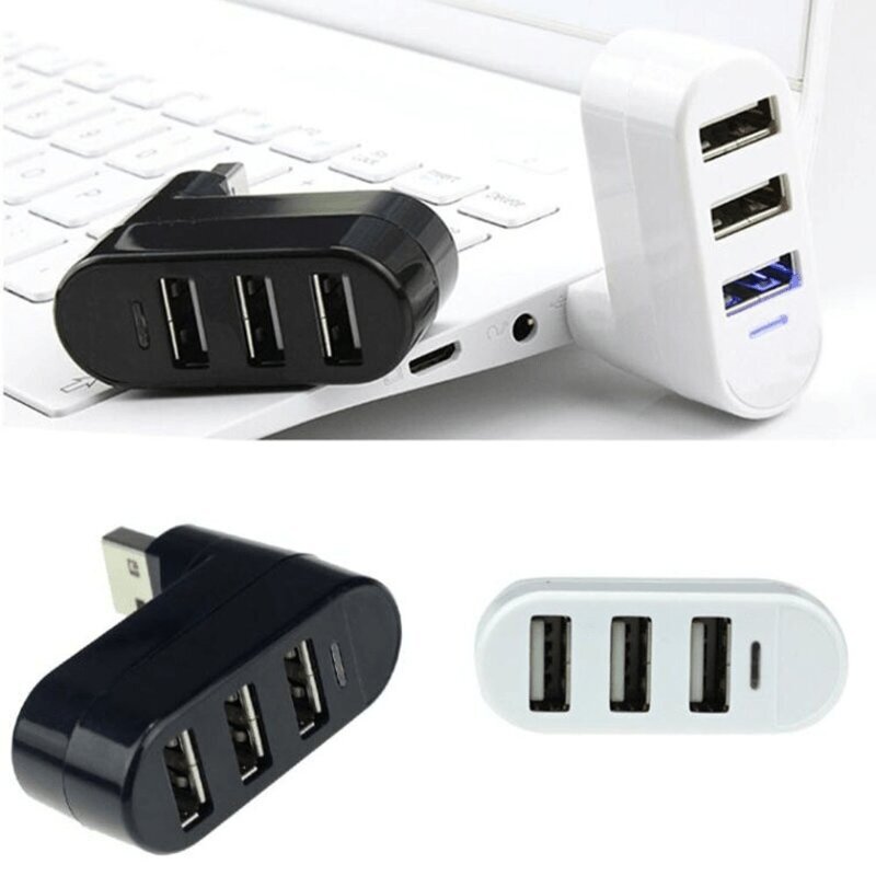 Kääntyvä USB-sovitinjakaja, 3 porttia, ABS-materiaali. hinta ja tiedot | Adapterit | hobbyhall.fi