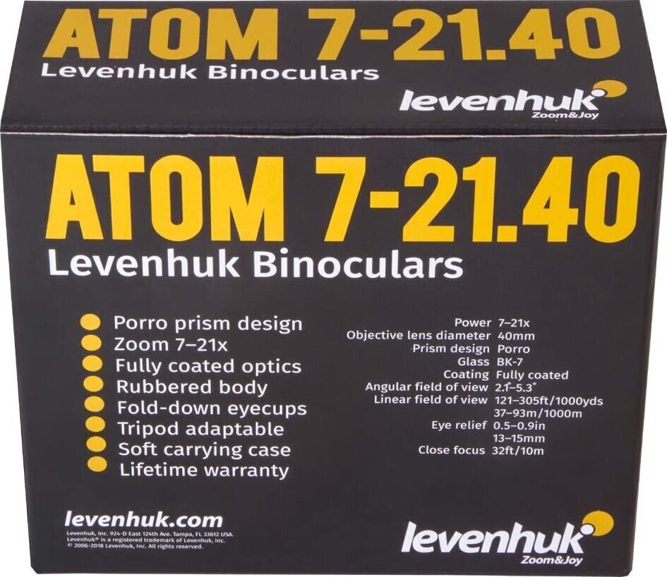 Levenhuk Atom 7-21x40, musta hinta ja tiedot | Kiikarit | hobbyhall.fi