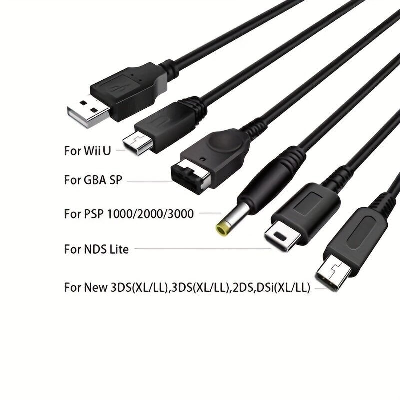 5-in-1 USB-latauskaapeli SP/3DS/NDSLITE/WII U/PSP varten hinta ja tiedot | Kaapelit ja adapterit | hobbyhall.fi