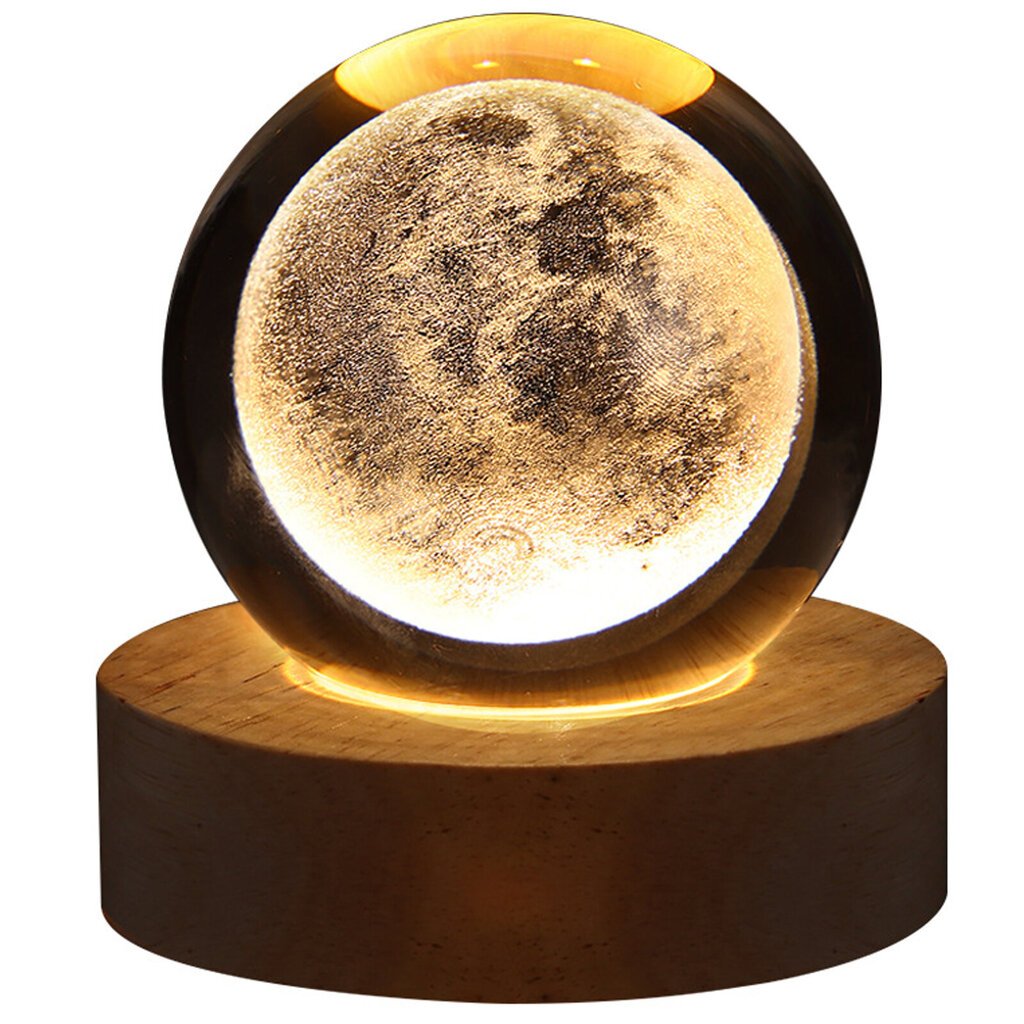 Crystal Globe Light 3D kaiverrettu hehkuva kristallipallo yövalo Romanttinen ympäristövalaisin puisella pohjalla hinta ja tiedot | Lattiavalaisimet | hobbyhall.fi