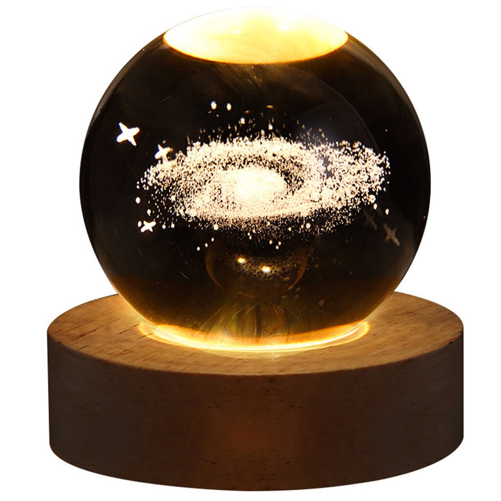 Crystal Globe Light 3D kaiverrettu hehkuva kristallipallo yövalo Romanttinen ympäristövalaisin puisella pohjalla hinta ja tiedot | Lattiavalaisimet | hobbyhall.fi