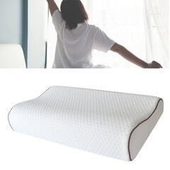 Slow rebound memory foam -tyyny, kaulanikama, muistityyny, valkoinen aaltoileva ruudullinen kahviside, 50x30x10cm hinta ja tiedot | Tyynyt | hobbyhall.fi