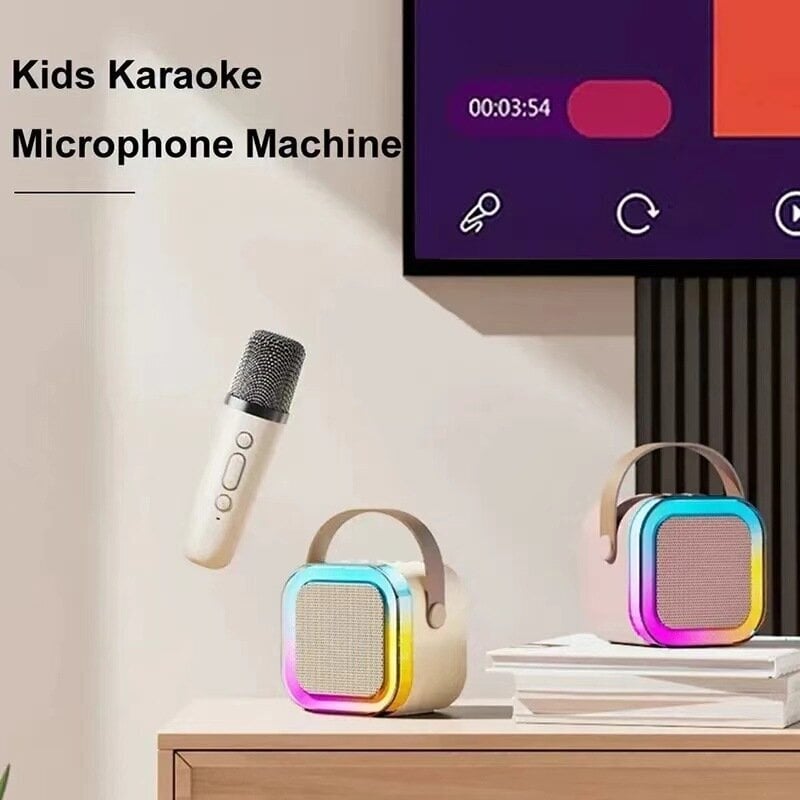 Karaoke Bluetooth Karaoke lapsille mikrofonilla Kannettava Bluetooth-kaiutin LED-valoilla Lahja lapsille äänenvaihtolelu hinta ja tiedot | Soittimien lisätarvikkeet | hobbyhall.fi