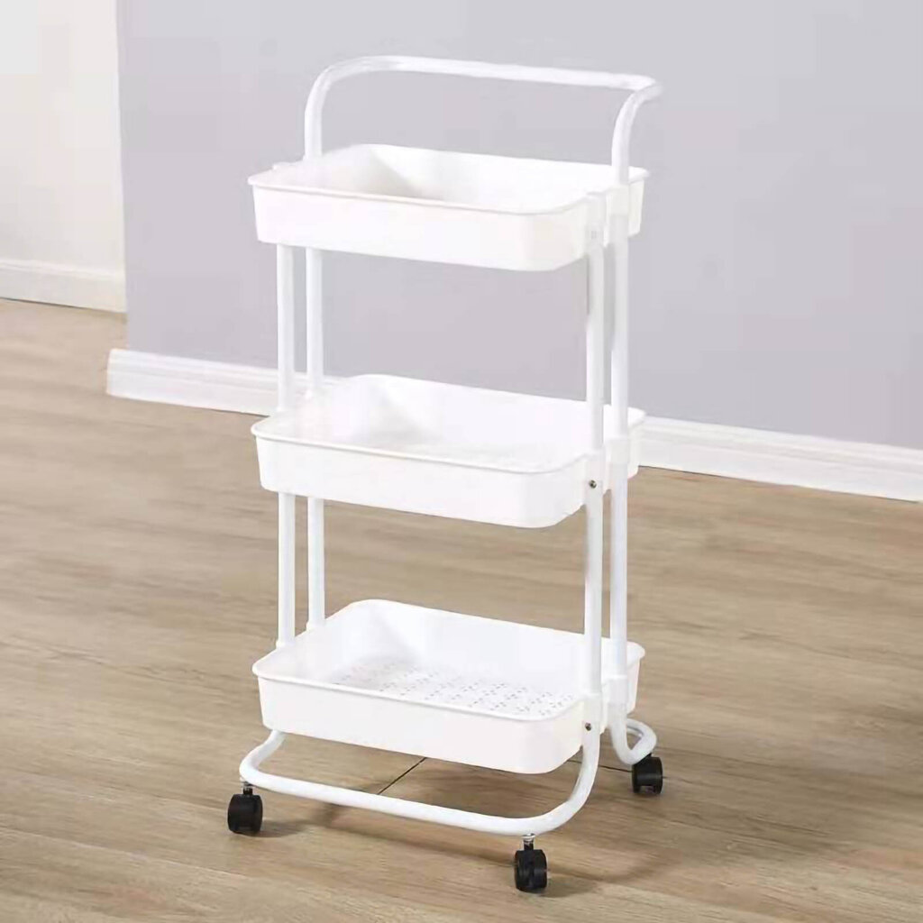 Heavy Duty 3 Tier Utility Rolling Cart Tyylikäs monitoiminen säilytysjärjestelmä keittiöön kylpyhuoneeseen olohuoneeseen valkoinen hinta ja tiedot | Kylpyhuonekaapit | hobbyhall.fi