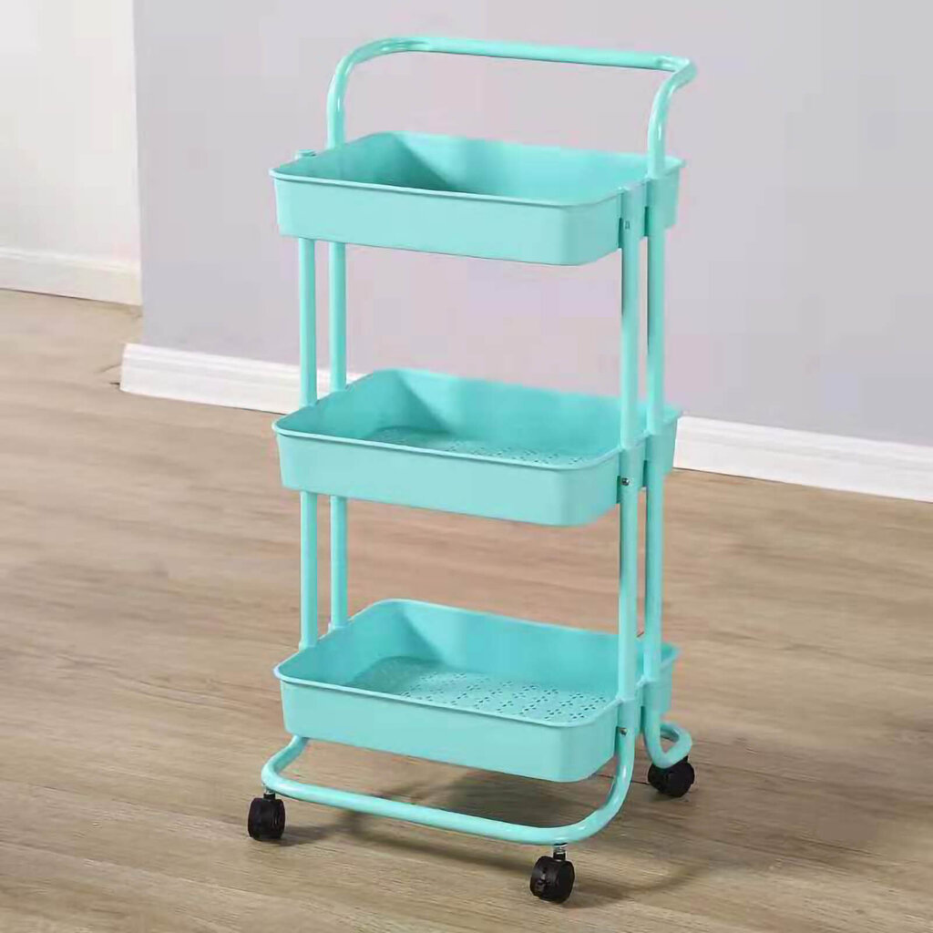 Heavy Duty 3 Tier Utility Rolling Cart Tyylikäs monitoiminen säilytysjärjestelmä keittiöön kylpyhuoneeseen olohuoneeseen sininen hinta ja tiedot | Kylpyhuonekaapit | hobbyhall.fi