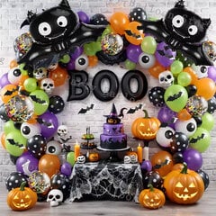 123 kpl Halloween Bat Balloon Garland Arch Kit Musta Oranssi Ilmapallo 3D Lepakko Hämähäkki Tarra Silmä Kurpitsa Halloween Juhlasisustustarvikkeet hinta ja tiedot | Ilmapallot | hobbyhall.fi