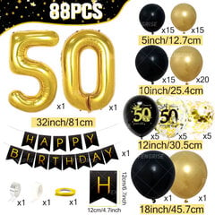 Black Gold Balloon Garland Arch Kit Konfetti Latex Balloon Hyvää 50 vuotta vanhaa syntymäpäivää juhlasisustus aikuisten vuosipäivää hinta ja tiedot | Ilmapallot | hobbyhall.fi