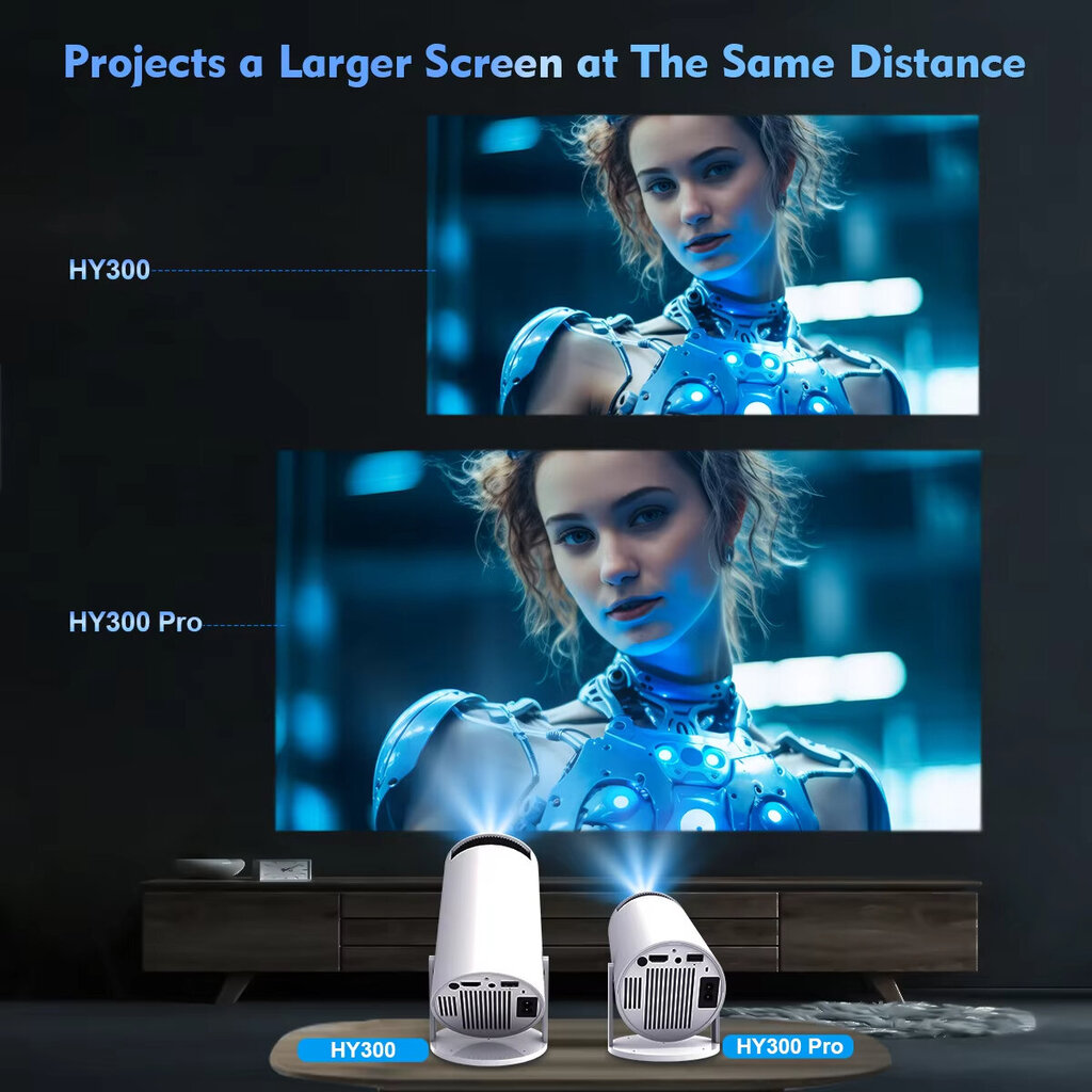 Projektori HY300 PRO 4K Android 11 Dual Wifi6 260ANSI Allwinner H713 BT5.0 1080P 1280*720P kotiteatterin ulkoprojektori hinta ja tiedot | Projektorit | hobbyhall.fi