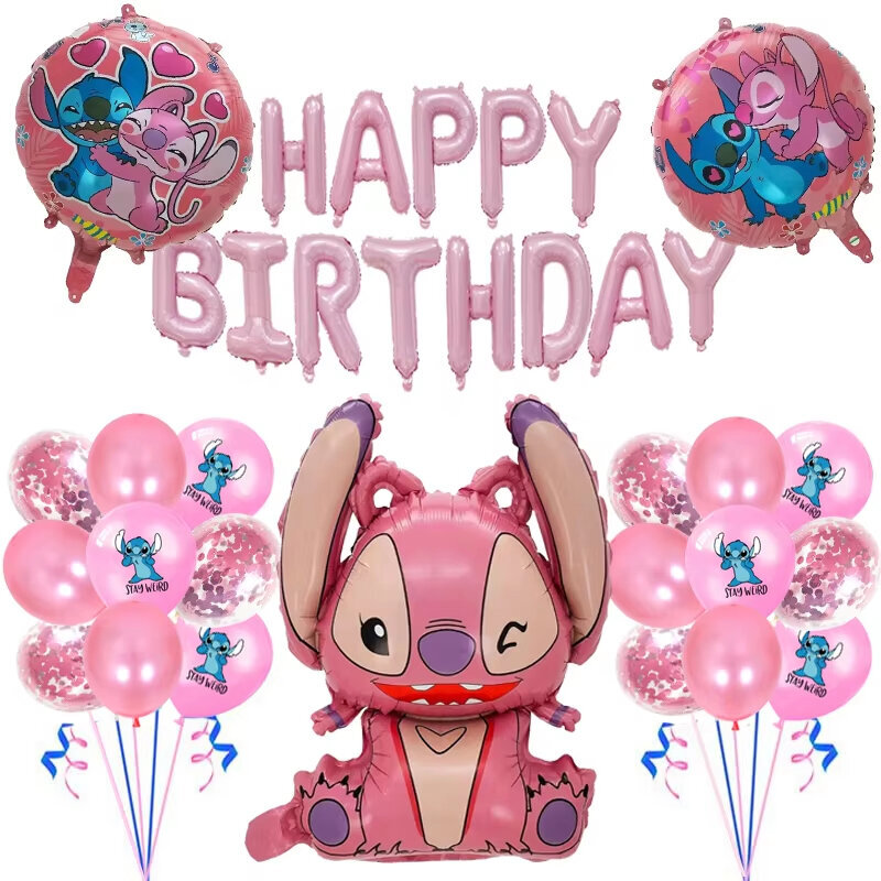 34 kpl Sininen Pinkki Ommelfolio Ilmapallosetti HAPPY BIRTHDAY Banner Balloon Baby Shower Lasten Sarjakuva Stitch Teema Syntymäpäiväjuhlien sisustus hinta ja tiedot | Ilmapallot | hobbyhall.fi