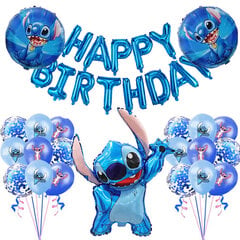 34 kpl Sininen Pinkki Ommelfolio Ilmapallosetti HAPPY BIRTHDAY Banner Balloon Baby Shower Lasten Sarjakuva Stitch Teema Syntymäpäiväjuhlien sisustus hinta ja tiedot | Ilmapallot | hobbyhall.fi