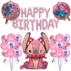 34 kpl Sininen Pinkki Ommelfolio Ilmapallosetti HAPPY BIRTHDAY Banner Balloon Baby Shower Lasten Sarjakuva Stitch Teema Syntymäpäiväjuhlien sisustus hinta ja tiedot | Ilmapallot | hobbyhall.fi