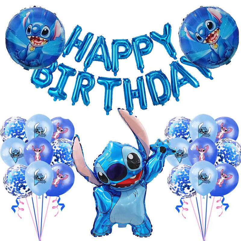 34 kpl Sininen Pinkki Ommelfolio Ilmapallosetti HAPPY BIRTHDAY Banner Balloon Baby Shower Lasten Sarjakuva Stitch Teema Syntymäpäiväjuhlien sisustus hinta ja tiedot | Ilmapallot | hobbyhall.fi