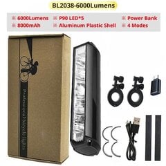 (8000mah B)8000Mah 5 Led 5*P90 Polkupyörän Valo Edessä Vedenpitävä Led Taskulamppu Polkupyörän Valo Ladattava 6000Lm Ajovalojen Polkupyörän tarvikkeet hinta ja tiedot | Moottoripyörien lisätarvikkeet | hobbyhall.fi